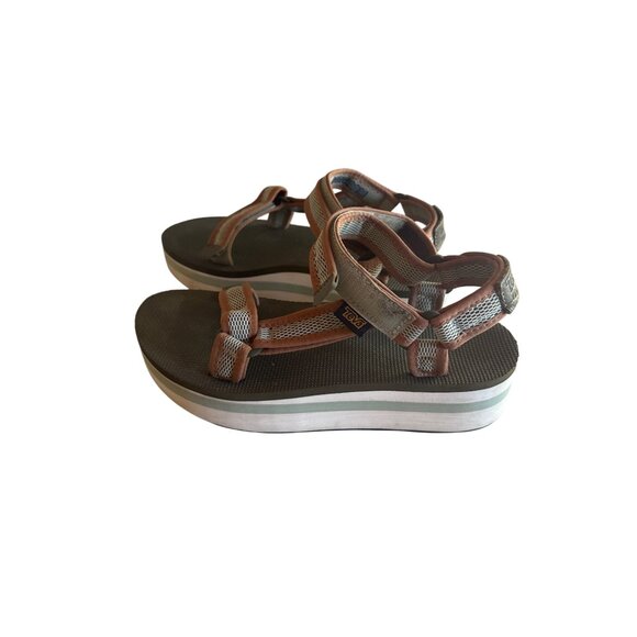 Teva Womens Platform Sandals Size 9 Mesh Straps Khaki Brown Adjustable Outdoor - Picture 2 of 6